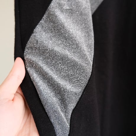 one shoulder dress black×gray with lamé