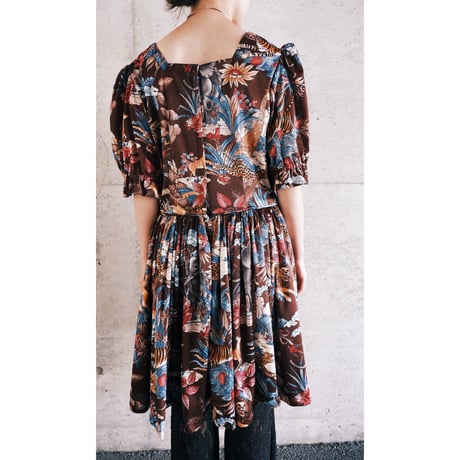 70s Animal print gather dress
