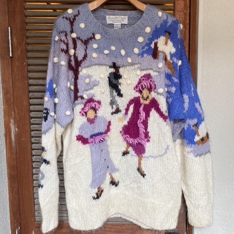 70〜80s / skating  design mohair knit