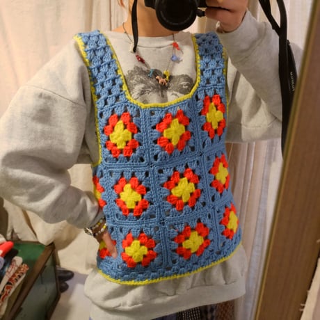 hand knit granny vest