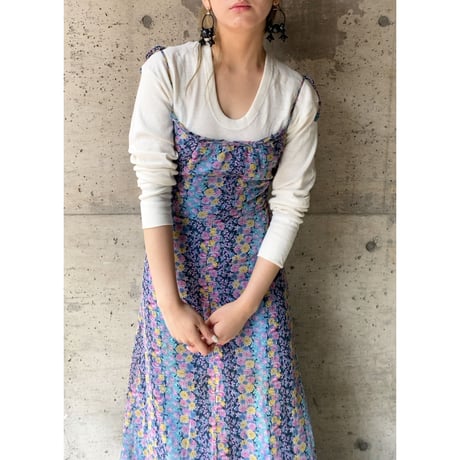 70s〜 Vera mont/floral print cami dress
