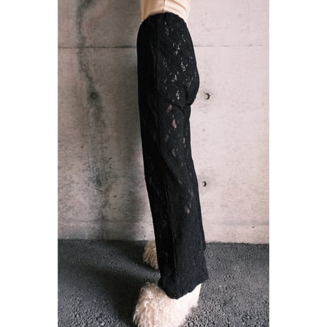 see-through lace flare pants