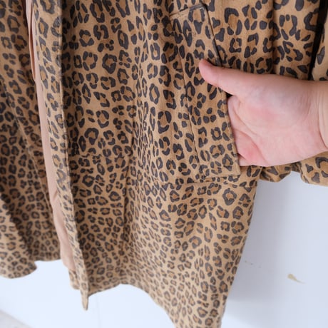leopard leather coat / made in USA