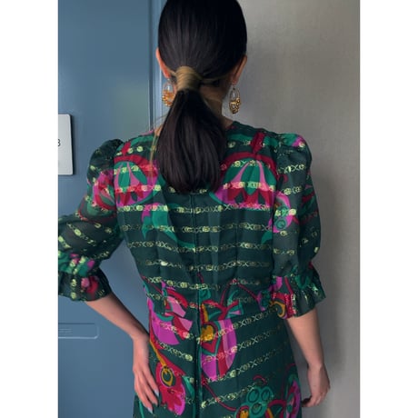 unknown / old long dress (green×gold)