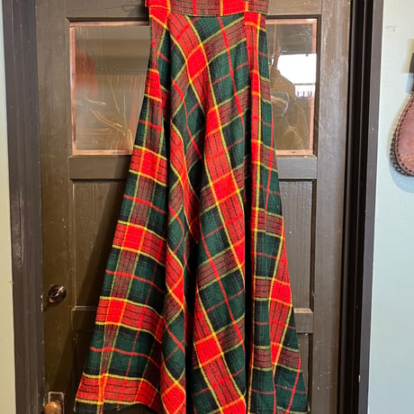 70s wool check skirt