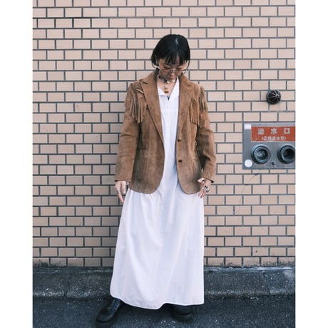 〜70s leather tailored jacket with fringe