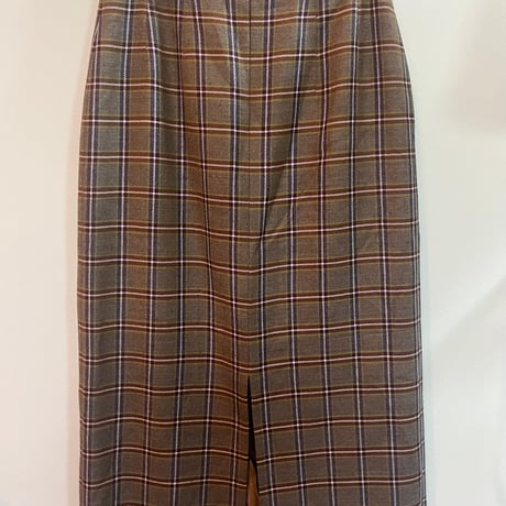 pleats check skirt