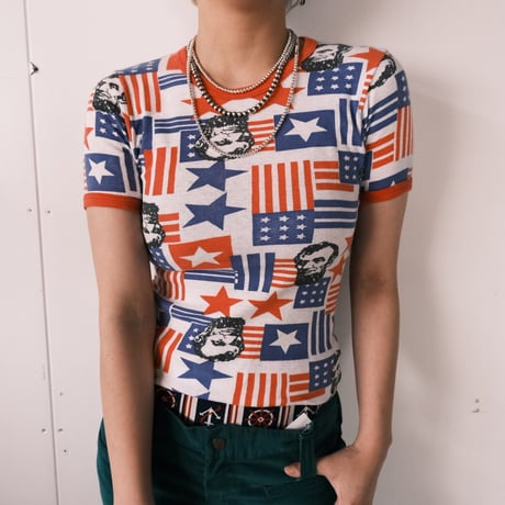 "Lincoln" print compact tee