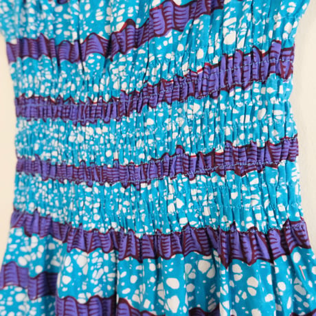 African batik designed dress “blue×purple”