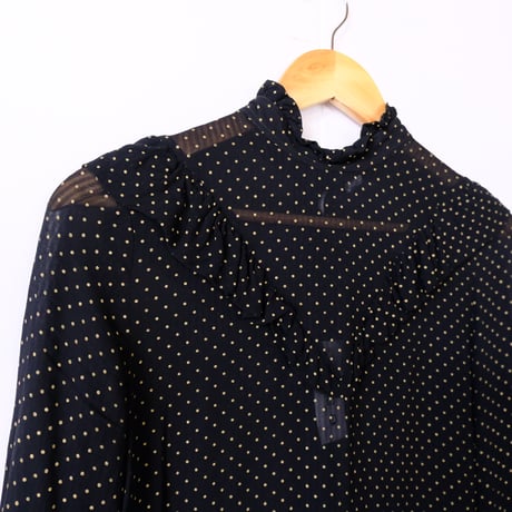 see-through dot frill blouse