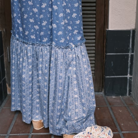 70s cotton flower dresss