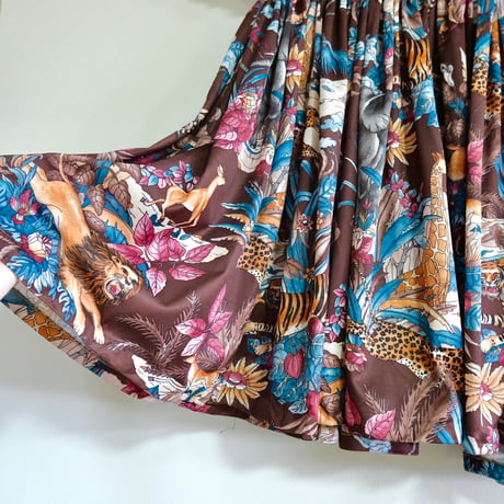70s Animal print gather dress