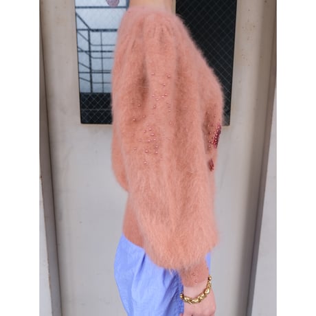 angora knit / salmon pink