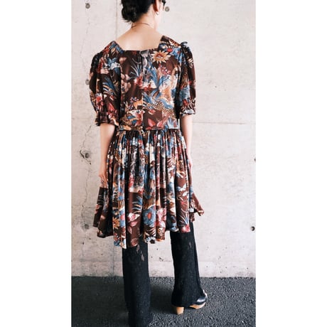70s Animal print gather dress