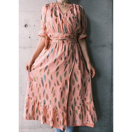 leaf motif wrap dress
