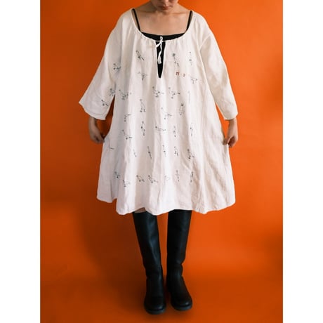 eski. × 画楽　hand paint linen dress "birds"