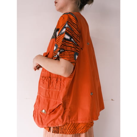 〜70s hunting vest / orange / made in Hongkong