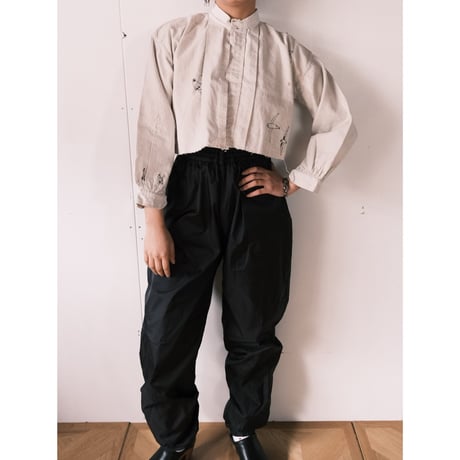 eski × 画楽 / hand paint "birds" antique smock