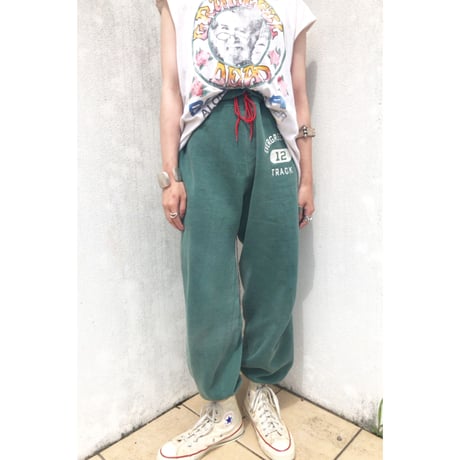 60s〜 unknown vintage / fade green sweat pants
