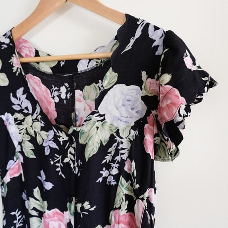 flower rayon dress “black”