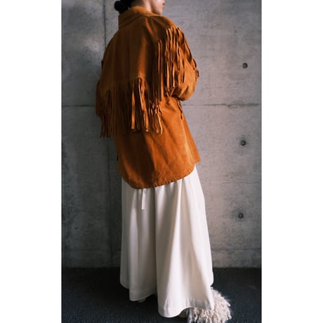 camel leather jacket with fringe