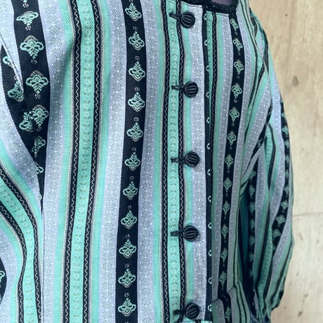 stripe tyrolean dress (blk×blu)