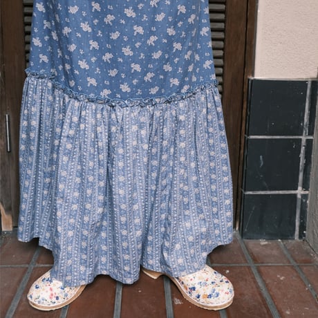 70s cotton flower dresss