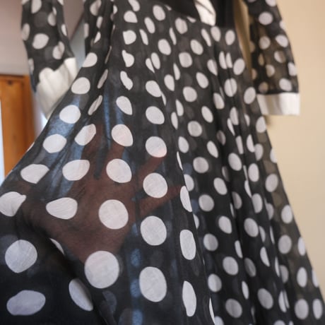 70s vintage / see-through polka dot dress