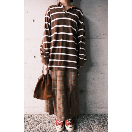pleats check skirt