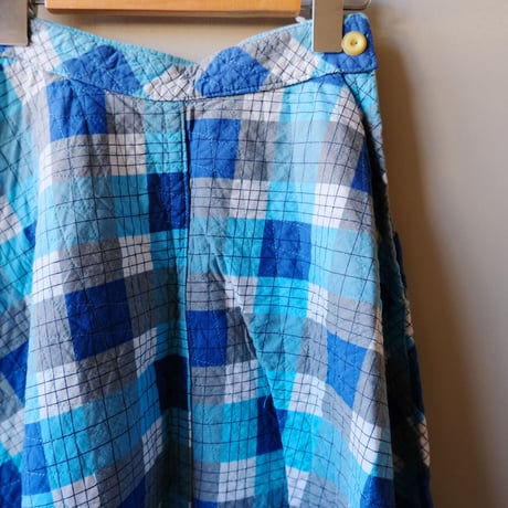 50-60s vintage / check quilting skirt
