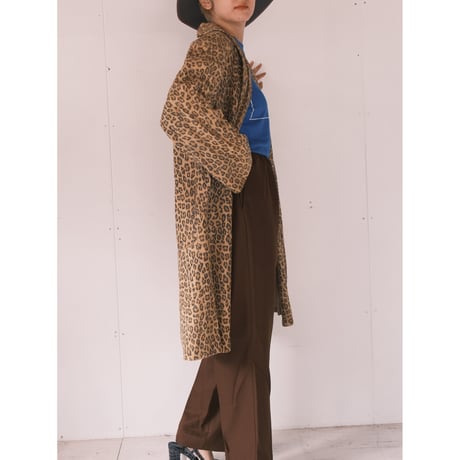 leopard leather coat / made in USA