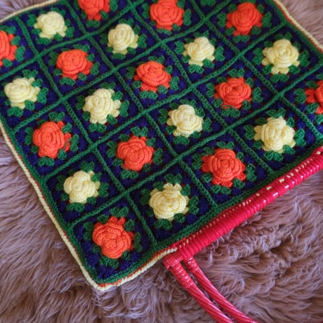 hand knit flower bag