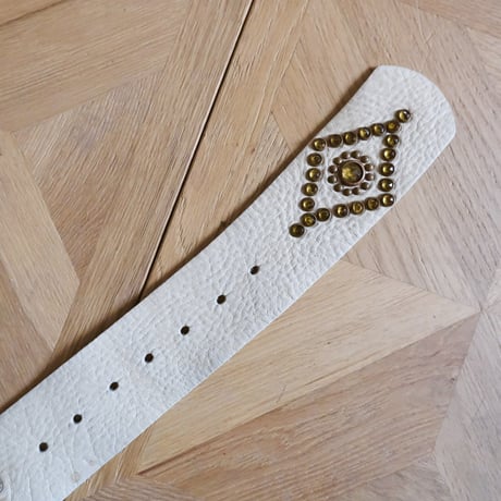 leather × studs belt / made in USA