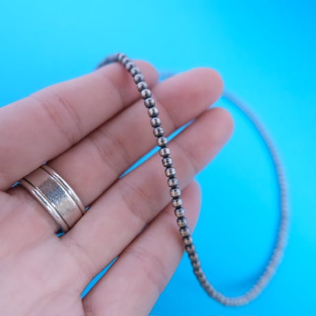 navajo perl necklace / oxidized silver / 3mm46cm