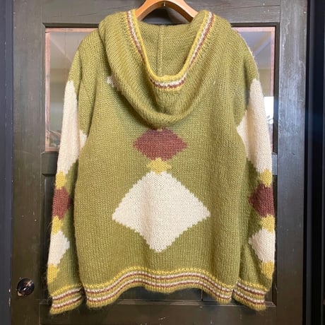 "argyle" mohair hooded knit / made in Italy