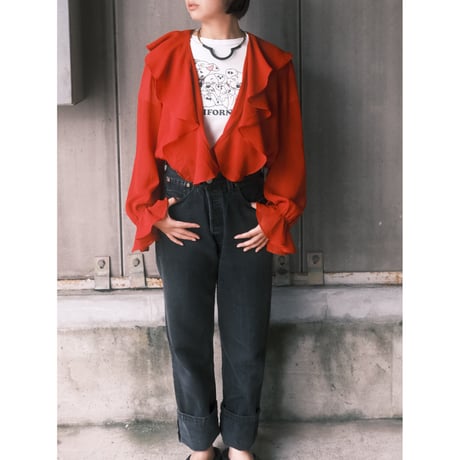 frill collar see-through blouse