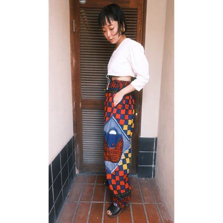 African batik pants / bag motif