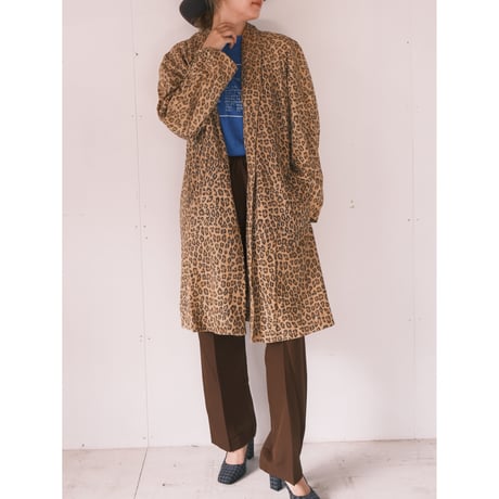 leopard leather coat / made in USA