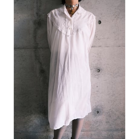 cotton shirt dress with lace