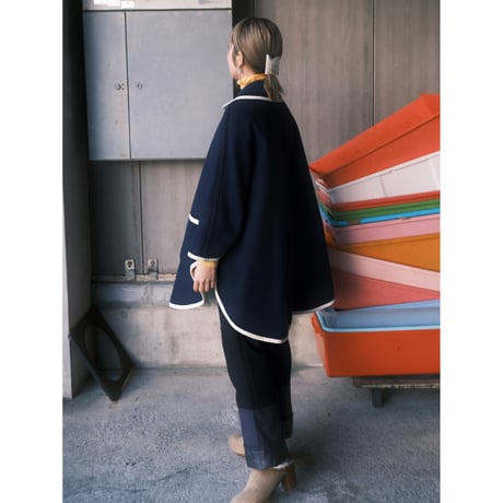 〜60s vintage navy wool poncho