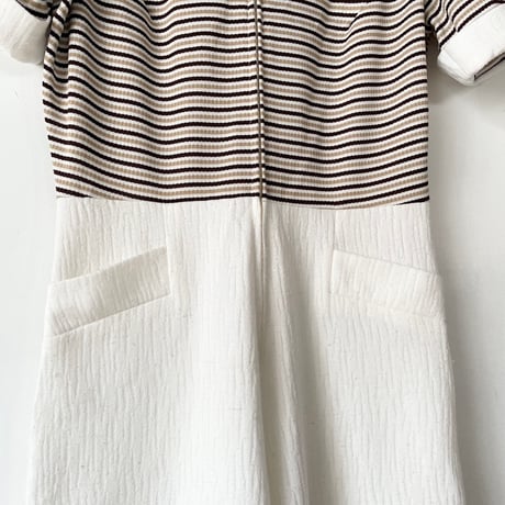 〜70s border wide spread collar jumpsuit