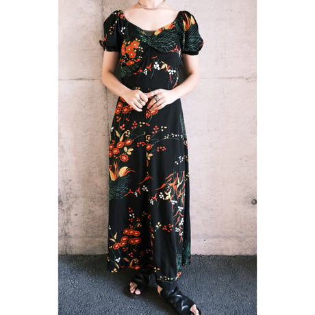 flower print black dress