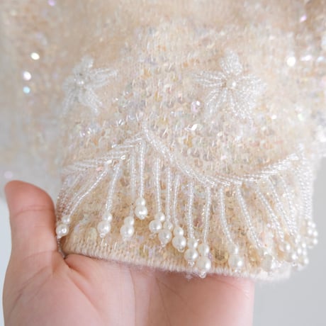 〜60s vintage beads embroidery knit vest