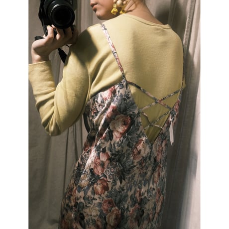 back cross design floral cami dress