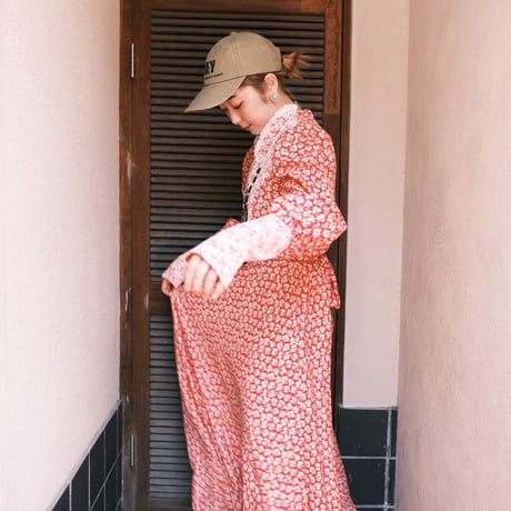 vintage flower dress / red