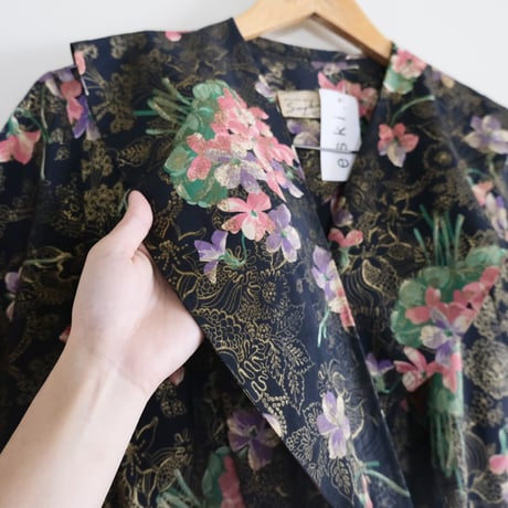 floral print black wrap dress