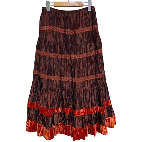 tired skirt / brown × orange