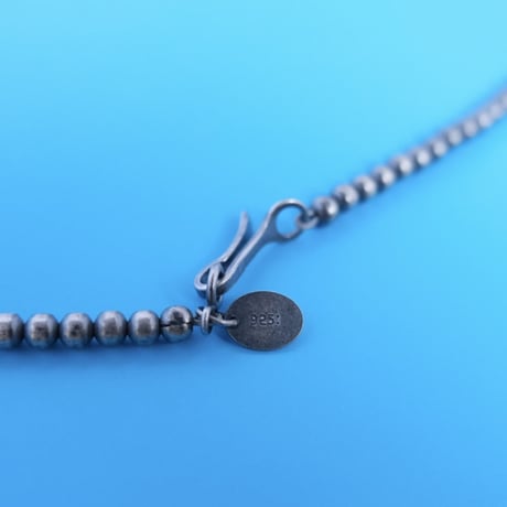 navajo perl necklace / oxidized silver / 3mm46cm