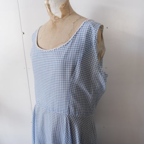 70s gingham check N/S dress