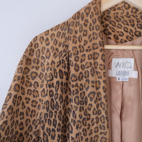 leopard leather coat / made in USA